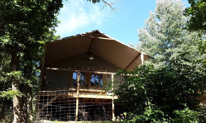 Saint-Paulien House | Flower Camping La Rochelambert * - Lodge Wood 4 Seasons Comfort 37m2 (2 bedrooms) including covered terrace 12m2 + River side 4 people