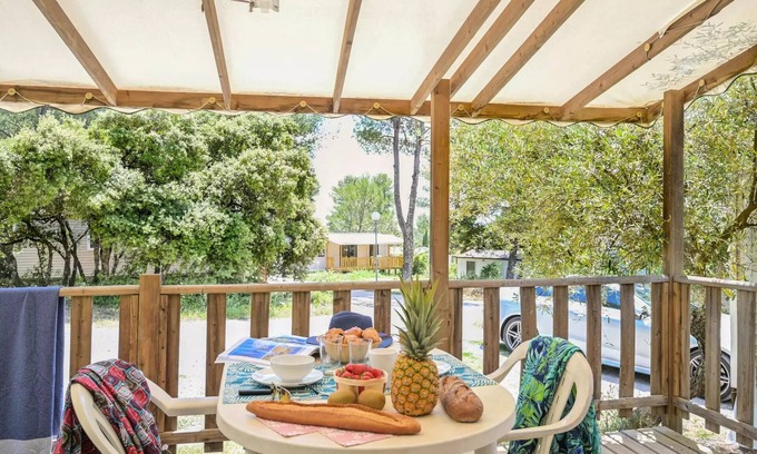 Castries House | Flower Camping le FONDESPIERRE * - Mobile-home Standard - 23m2 (1 bedroom - air conditioning - TV) 2 persons