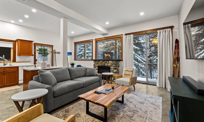 Sun Peaks Apartment | Fox Cub Creekside- Cozy Fireplace w/Hot Tub!