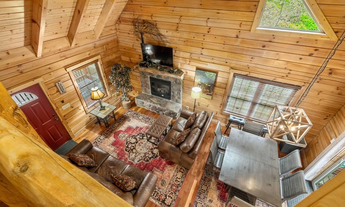 Logan Cabin | Frontier for Families-Secluded-Covered Hot Tub-Game Room-3 CoveredDecks-Fire Pit