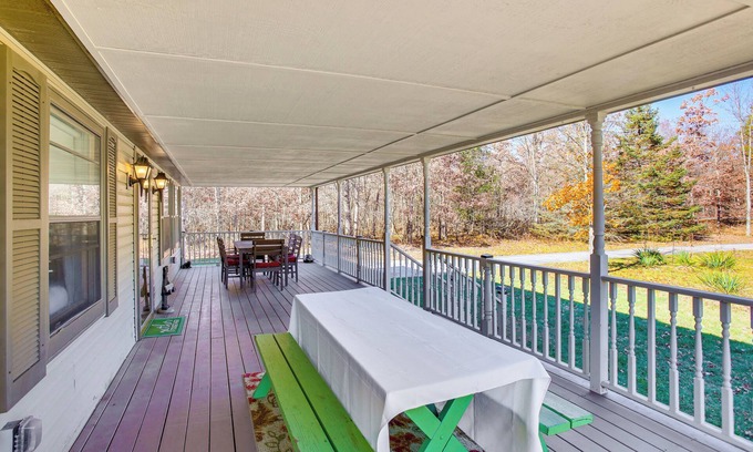 Wellston House | Furnished Porch + Large Yard: Michigan Family Home