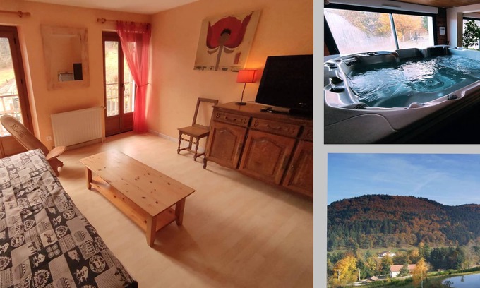 Dommartin-les-Remiremont Cottage | Gîte Céline with Spa Jacuzzi Sauna Fishing pond