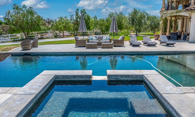 Murrieta Villa | Gated Estate-SALT-WATER POOL,TENNIS COURT, PICKLE BALL, THEATER,GYM & LUSH LAWNS