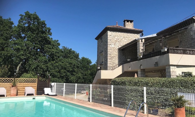 Salavas Cottage | GITE LES BUIS -MAS OF OLD OAK -WITH POOL -AU PEACE