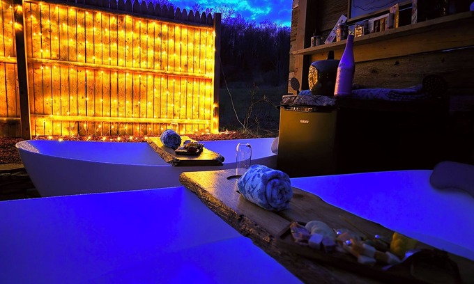 Mount Vision RV Rental | Glamping at Coyote Hollow Park Family site now with soaking tubs*!