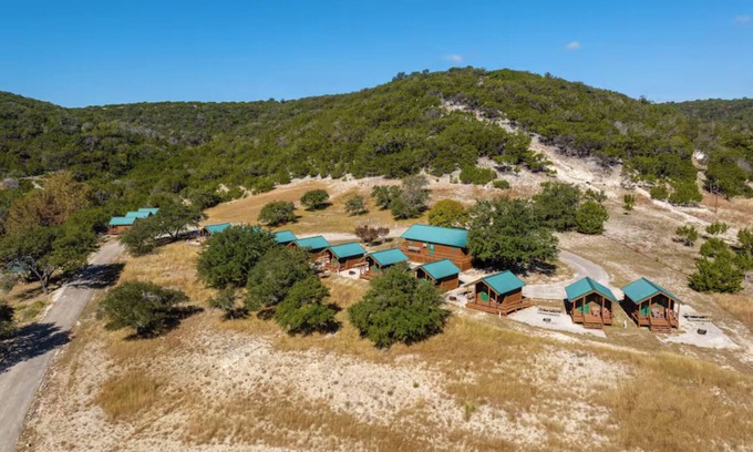 Medina Cabin | Glamping Bunkhouse: Tx Hill Country Resort + Pool
