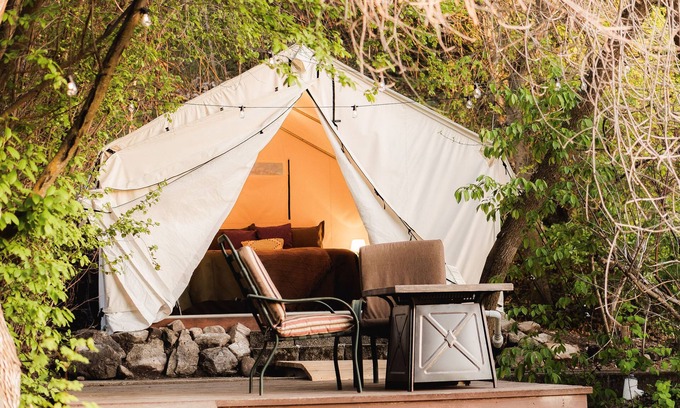 Providence RV Rental | Glamping | Outdoor Shower | Bathroom