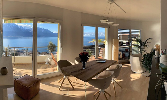 Territet Apartment | Good standing and panoramic view of Lake Leman