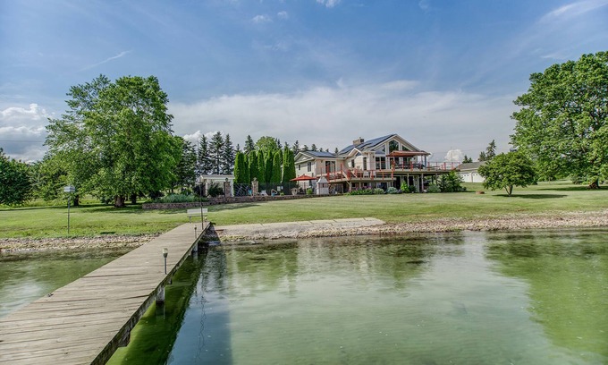 Town of Varick House | Goose House: spacious lake home with heated pool, game room, private beach on Cayuga lake