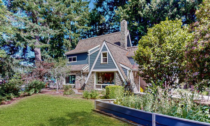 West Hills House | Gorgeous bay front gem with decks, grill, fireplace, wood stove, & private sauna