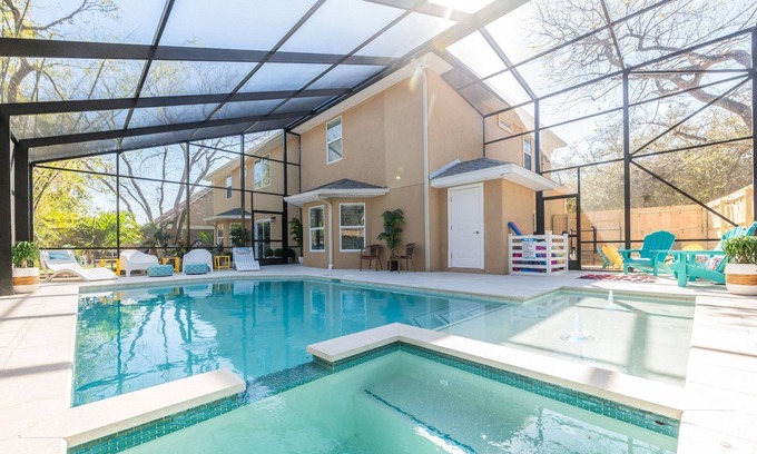 Vilano Beach House | Gorgeous home w/Pool+Spa, Huge backyard, Fire Pit, WALK to Beach, 10 min to DT