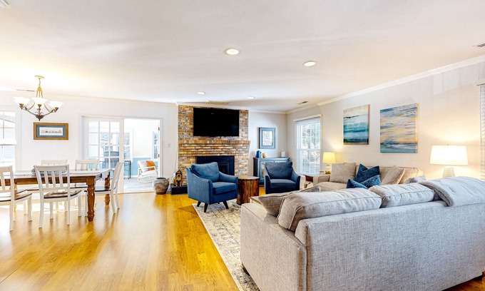 Ocean Pines House | Gorgeous home with an enclosed yard, grill, fireplace, chef's kitchen, AC, & W/D