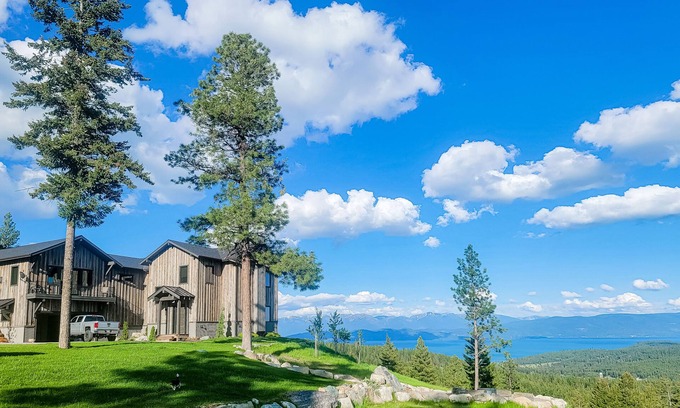 Lakeside House | Gorgeous lake-view cabin with game room & fireplaces - near Blacktail Mountain