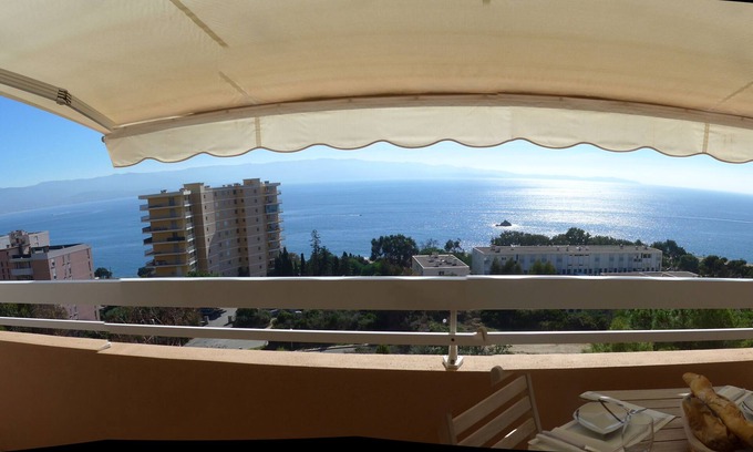 Ajaccio Apartment | Grand F2 route des Sanguinaires large terrace with 180° sea view not overlooked