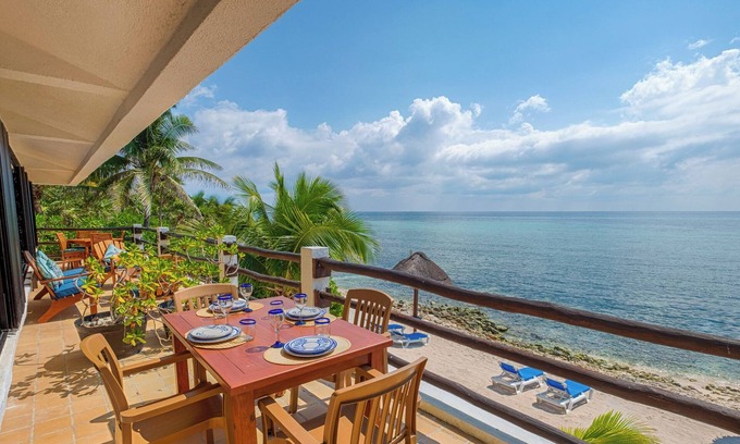 Akumal Condo | Great snorkeling from this beachfront condo, AC in bedrooms!