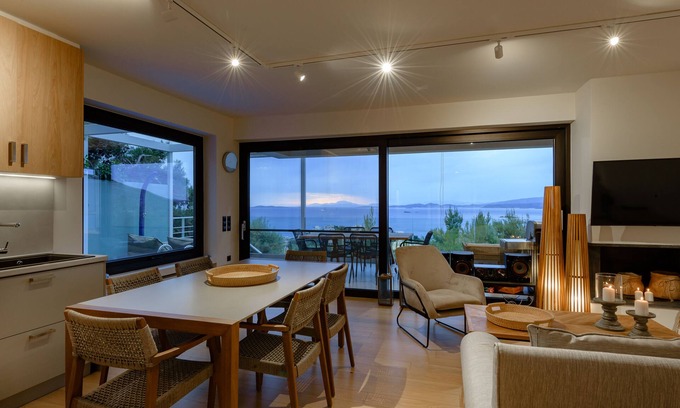Saronida Villa | Greek Zen villa - stunning sea view -top of the hill in Athens Riviera