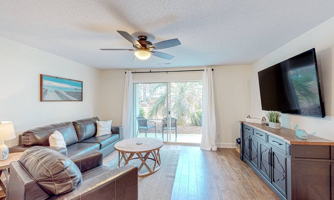 Sunset Beach Condo | Ground-floor condo with patio, hot tub, in/outdoor pools, gym, washer/dryer, AC