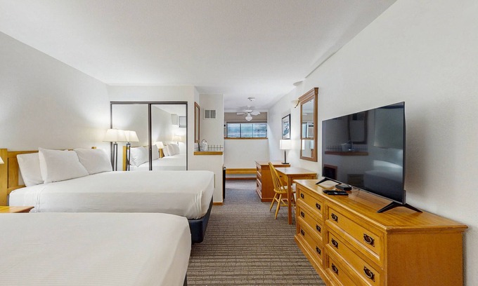 West End Cabin | Ground-floor room on Main St - pool & hot tub - walk to lifts, dog-friendly