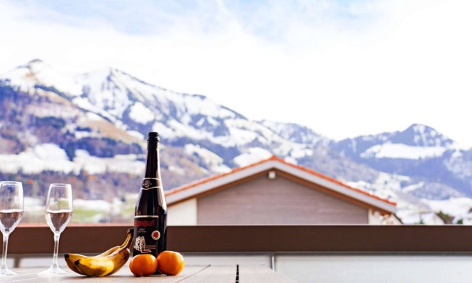 Neirivue Apartment | Gruyère Alps 3 Bedroom Apartment BBQ Parking