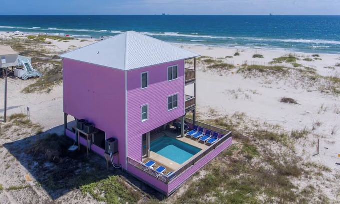 Fort Morgan House | Gulf Front house, Private Pool, 5 ensuites, Quiet Never Crowded Beach, Fire Pit