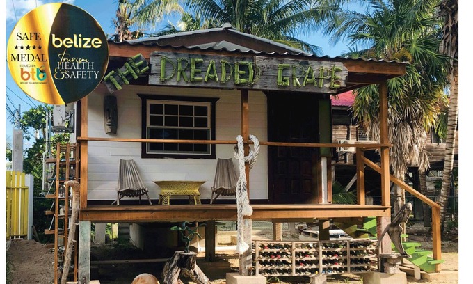 Caye Caulker House | Gumbo Limbo's Dreaded Grape Cabana - Steps from Ocean, Free Bikes, Free WiFi