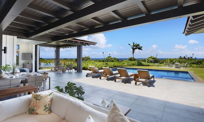 Poipu House | Hale Pomaika'i Mau: Luxury Home w/Ocean View, Outdoor Shower, Pool, Hot Tub & AC