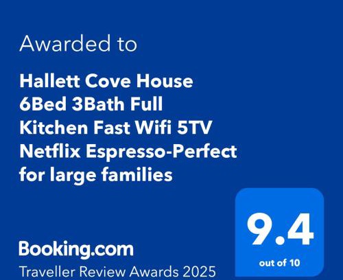 Hallett Cove House | Hallett Cove House 6Bed 3Bath Full Kitchen Fast Wifi 5TV Netflix Espresso-Perfect for large families