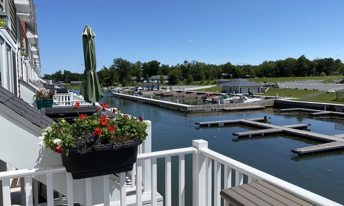 Alexandria Bay Villa | Harbor Villas Waterfront Townhome with Boathouse