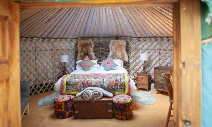 Hythe House | HAYNE BARN ESTATE - 2 Luxury heated Yurts - private hot tub- private bathroom and kitchen