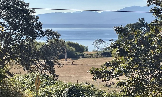 Hornby Island Apartment | Heron Rocks Lookout: Ocean view studio and patio 10 min walk to beach