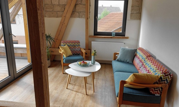 Herbrechtingen Apartment | "Heuboden" holiday apartment, 56 sqm, 2 bedrooms, 1 living/bedroom, max. 4 adults plus 1 child