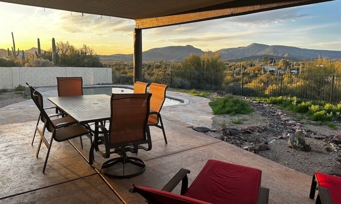 Maricopa County House | Hilltop Oasis: Views, Pool, & Western Charm in Cave Creek