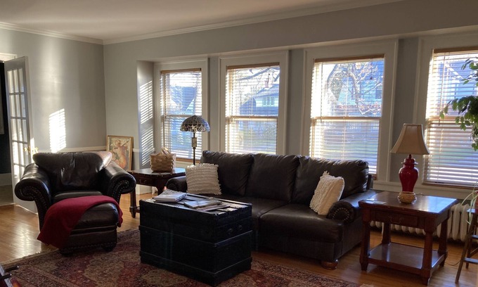 Rhinelander House | historic charm, king bed, hardwood floors, full kitchen, no pets or smoking