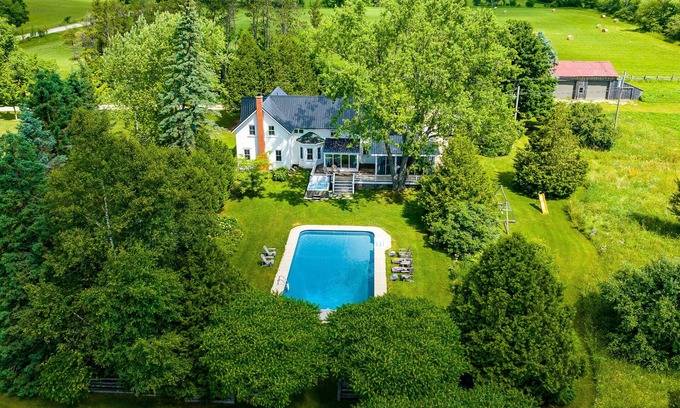 Grey Highlands House | Historic Farmhouse with Pool, Hot Tub, Outdoor Shower, Stream,Barn, on 100 Acres