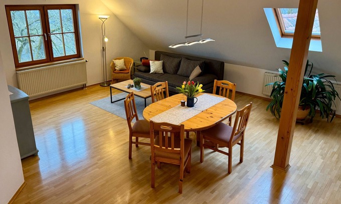 Wilhelmsdorf Apartment | Holiday Apartment 'Riedblick' with Shared Terrace, Shared Garden and Wi-Fi