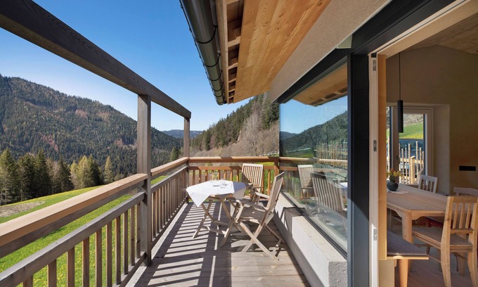 Redagno Apartment | Holiday Apartment "Pitschlhof Apt Zirbe" with Mountain View, Private Terrace & Shared Garden