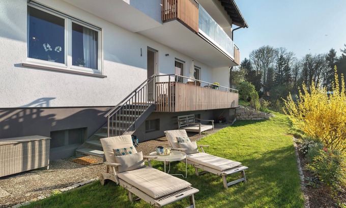 Kappelrodeck Apartment | Holiday flat "Panorama-Suite" with valley view, private garden and infrared sauna