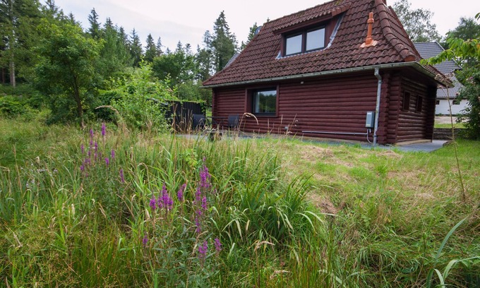 Odderade House | Holiday Home 'Blockhaus Quellental' with Lake View, Private Terrace and Wi-Fi