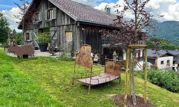 Schwarzenberg House | Holiday Home 'Evelyn's Hütte' with Mountain View, Private Terrace and Wi-Fi