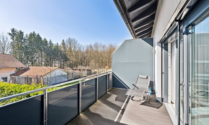 Traunreut House | Holiday Home 'Forest Sun' with Mountain View, Private Terrace and Wi-Fi