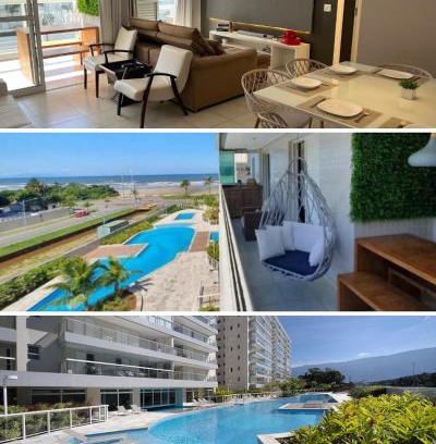 Centro House | Home 1 | Ap Cinema Frente Mar com Piscina Aquecida em Bertioga