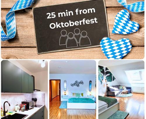 Pasing - Obermenzing Apartment | HOMELY STAY Serenity Greens - Stylisch Studio-Apartment with kitchen - 15 min from Oktoberfest -pet friendly
