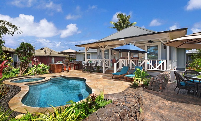 Poipu House | Honu Hale at Kukui'ula: Elegant Poipu Home w/Pool, Spa & AC