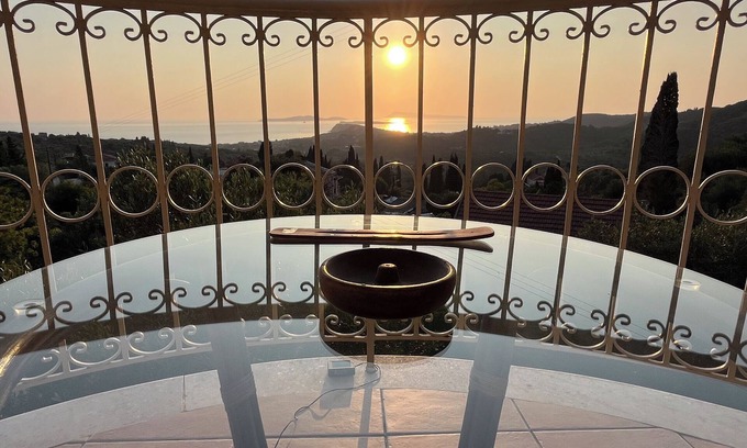 Kavvadades Villa | Horizon Breeze: hilltop villa, near Arillas with sea views Pool and garden