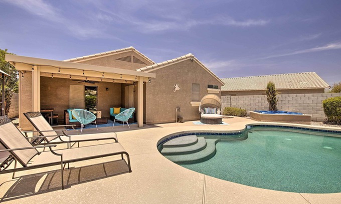 Canyon Trails House | Hot Tub: Chic Goodyear 'Desert Beach House'