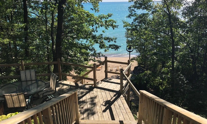 Harrisville House | House is located on Lake Huron with a private beach