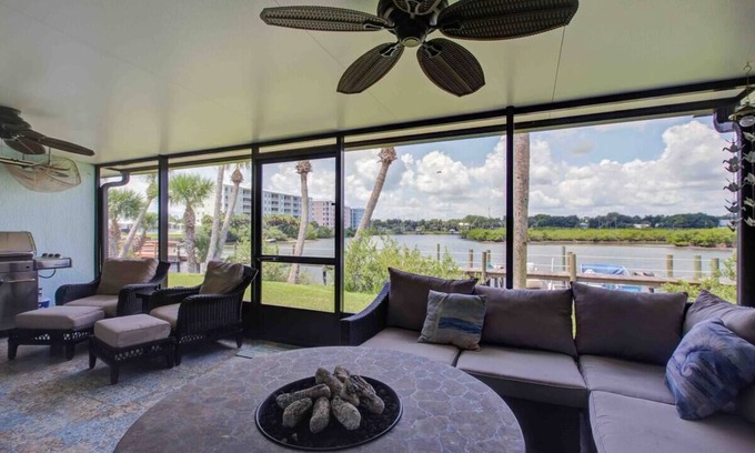 New Smyrna Beach House | ICW Access Water 2 Bed Two Bath Villa Floating Dock Optional Up to 22 foot boat