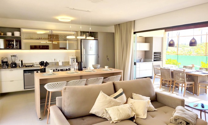 Acu da Torre House | Imbassaí Bungalow A6 with 2 suites and sea and river views