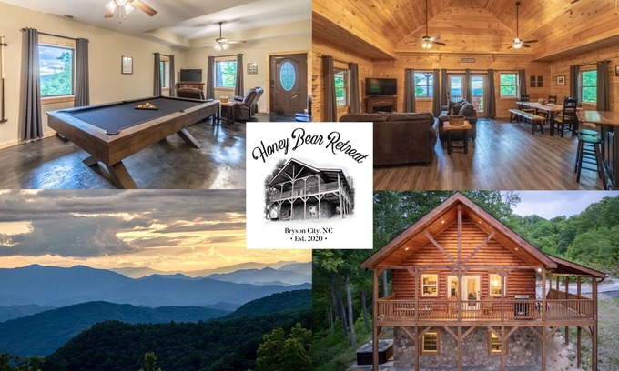 Bryson City Cabin | Incredible Views, Hot Tub, Pool Table, Waterfalls, Hiking