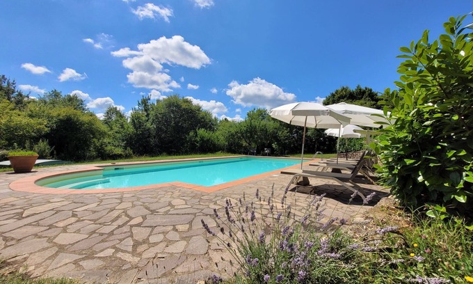 Monticiano Villa | Independent holiday house surrounded by a wide fenced garden with pool , located in the Tuscan coun